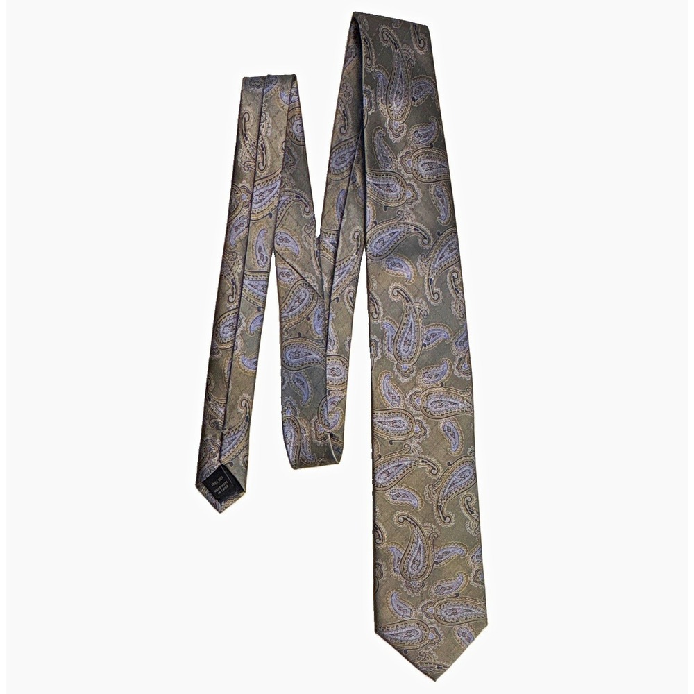 Jos. A. Bank 100% Silk Woven Designer Men's Tie Gray Blue Paisley Abstract